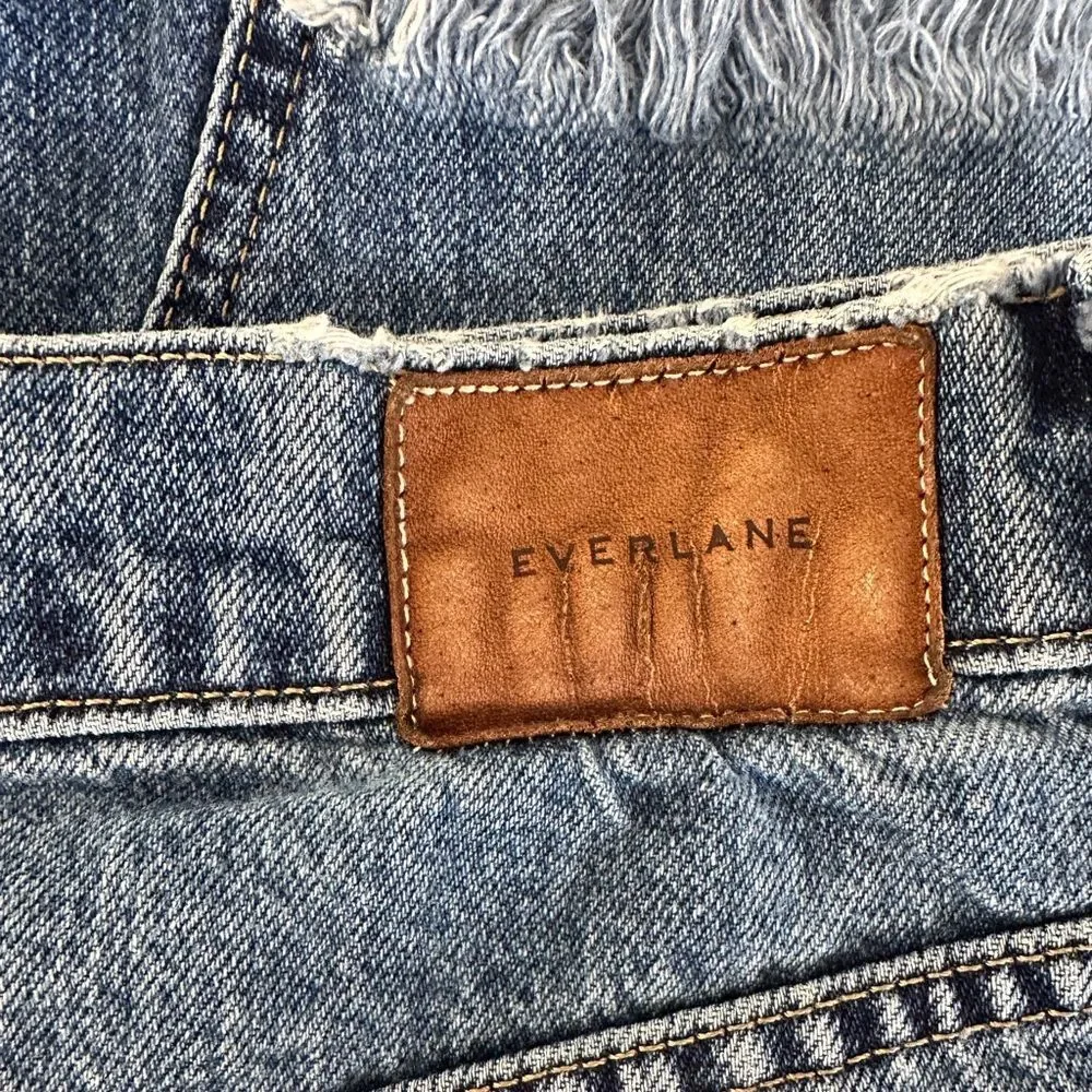 Everlane The Denim Reconstructed Mini Skirt Raw Hem Size 25